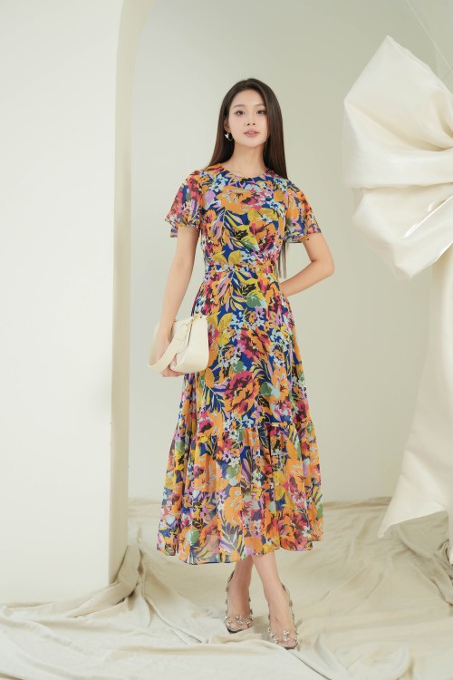 Sixdo Multicolor Chiffon Flared Dress 2